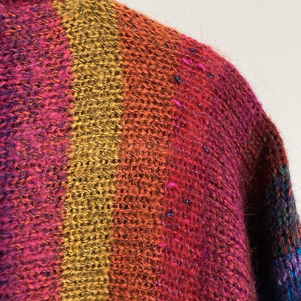 Vintage Mariea Kim Turtleneck Sweater LARGE Colorful Tunic Boho Rainbow Brite - Picture 14 of 14